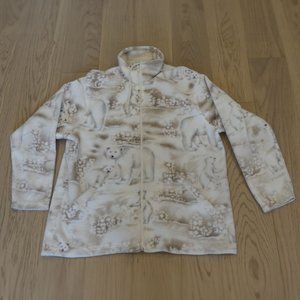 Vintage Tanjay Polar Bears White Medium Zip Up Fleece Jacket
